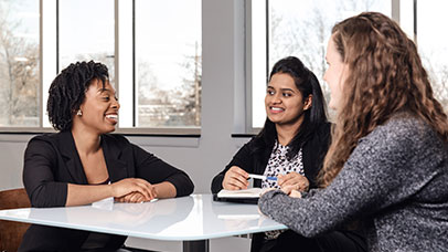 Female office worker meeting